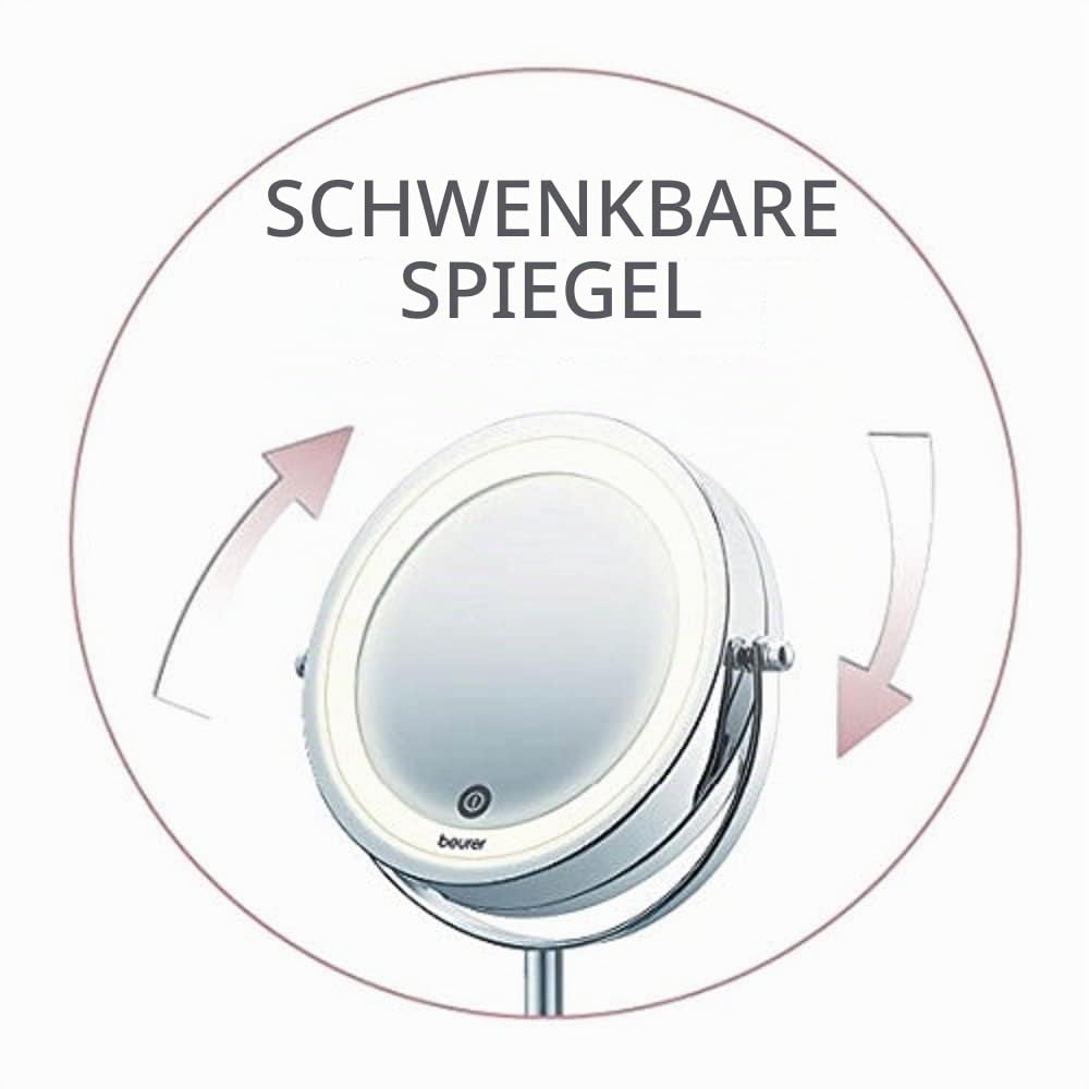 Beurer BS 55 Kosmetikspiegel mit 7-fach Vergrößerung, LED Licht, Dimmfunktion, beleuchteter Schminkspiegel