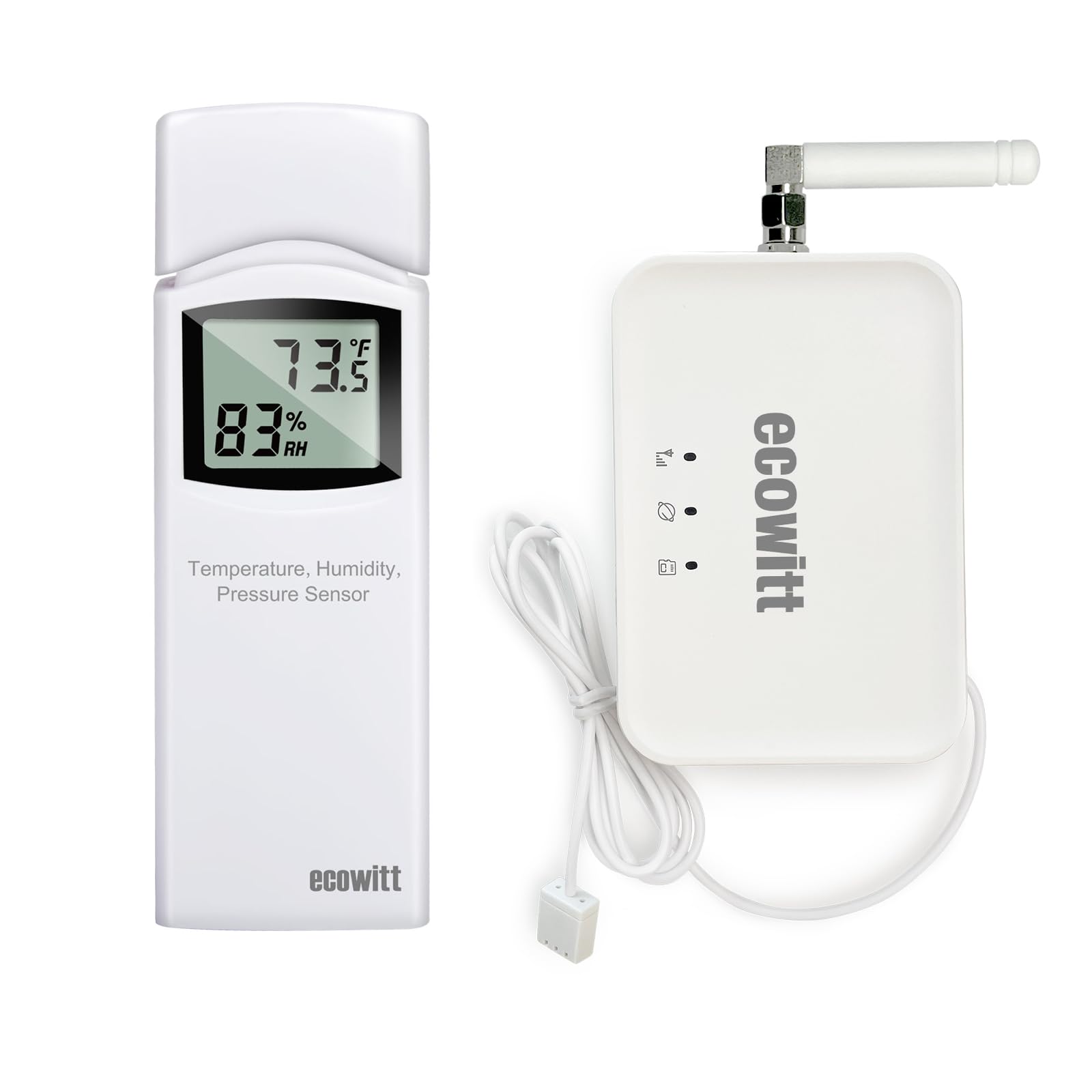 ECOWITT WN31 Thermomètre multicanal - Capteur hygromètre + passerelle 3 en 1 GW3000, compteur de température et d'humidité avec écran LCD, surveillance à distance via application, interrupteurs DIP