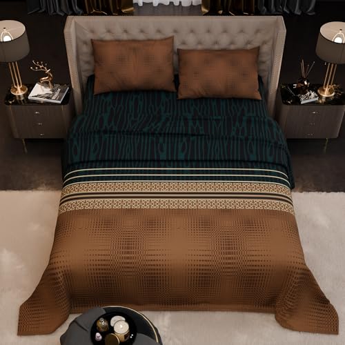 Image of Stoa Paris 100% Bamboo Cotton King Bedsheet with 2 Pillow Covers, 200TC Printed Bed Set, Breathable, All-Season Comfort, Aesthetic Home Decor, Imperial Grandeur - Amazonite Splendour (228cmx274cm)