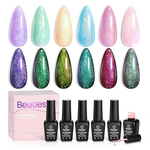 beetles Gel Polish Conjunto De Esmaltes Em Com Glitter Beetles, Rosa Pastel, Roxo, Azul, 6 Cores, Halo Nebulosa, Camaleão, Lâmpada Uv, Presentes Para Mulheres