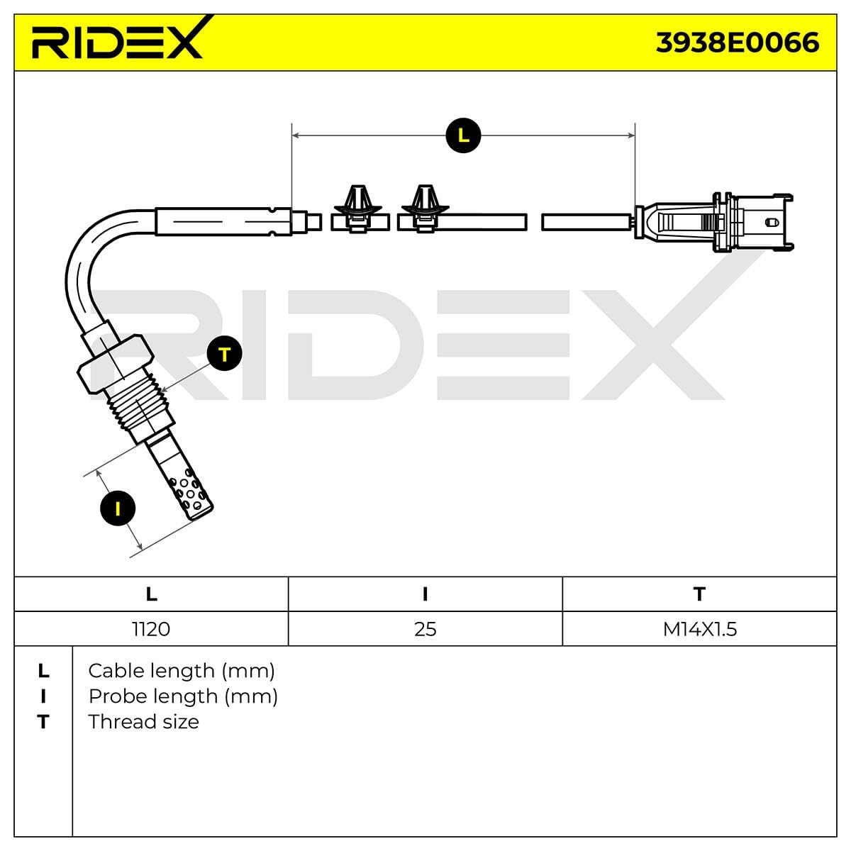 RIDEX 3938E0066 Palpeur de température des gaz Compatible avec OPEL Corsa C 3/5 portes X01