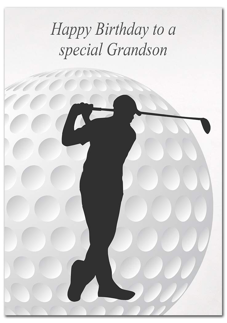 Extra Large Grandson Birthday Card - XL Big thick A4 size - Special Traditional Bday Greeting Men Him - Unusual Cool Golf Sports Golfing Golfer Art - Huge Happy Wishes - UK Eco-Friendly — image 1