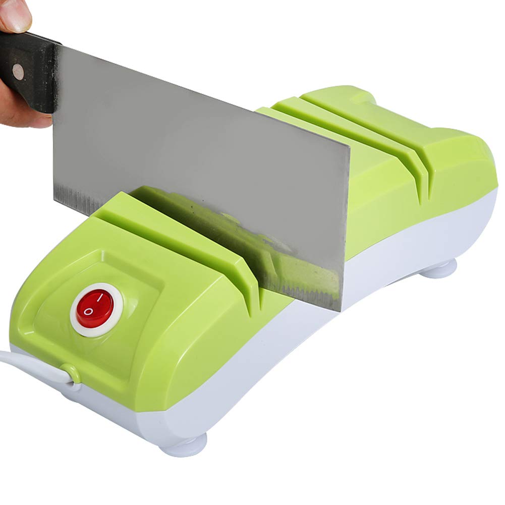 DUYER affilacoltelli Elettrico da Cucina, Affilatrice Multifunzione, Affilatura Rapida, Adatta A Una varietà di Strumenti, Base Antiscivolo, Dissipazione Rapida del Calore Green