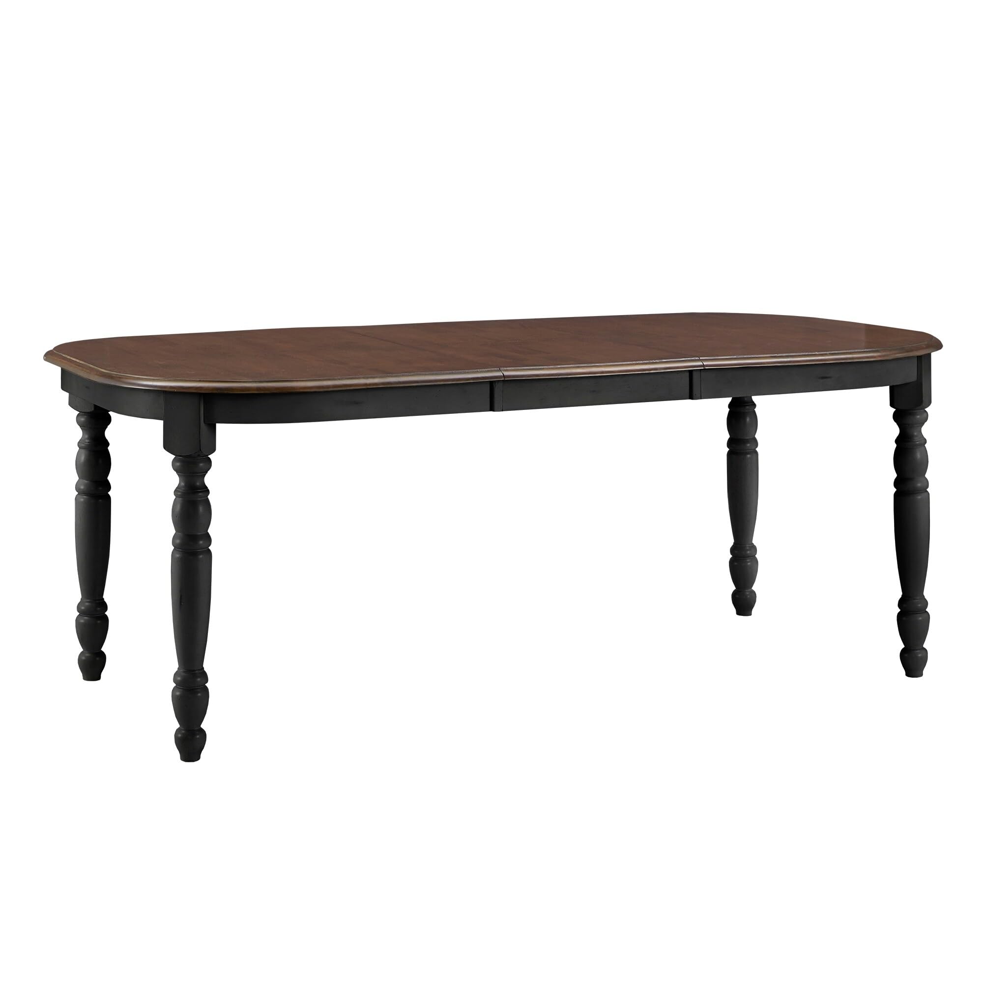 Inspire Q Mackenzie Country Antique Two-Tone Dining Table by Classic Legs Antique Black Rectangular Antique, Black Finish, Cherry Finish Leaf