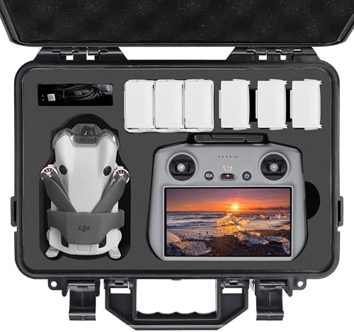 PONYRC Professional Mini 4 Pro Hard Case for DJI Mini 4 Pro/Mini 3 Pro/Mini 3, Waterproof Travel Case for DJI Mini 3/4 Pro with RC-N2/ DJI RC 2 & Other Accessories