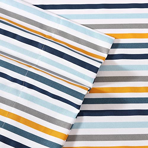 Image of Eddie Bauer Kids - Queen Sheet Set, Ultra-Soft Microfiber Bedding with Fully Elastic Fitted Sheet, Kids Bed Set with Pillowcases, Easy Care Bedding (Vivid Stripe)