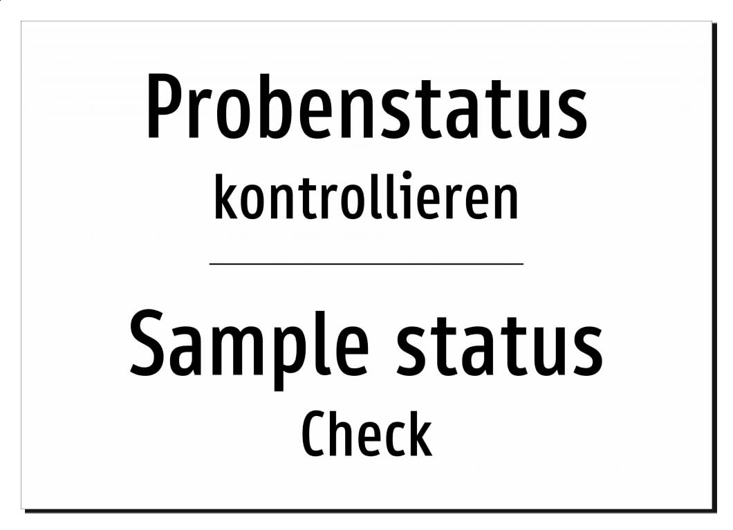 59721-DEEN-T-06 | Sample status Schild/Aufkleber | Deutsch Englisch