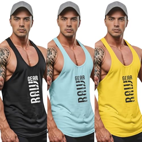 Image of furrr Men's Round Neck, Sleeveless, Super Combed Gym Vest (Pack of 3)
