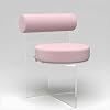 Modern Kitchen Chair, Modern Clear Leg Side Chair with Solid Back and Low Back Heights for Kitchen & Dining 1, Pink