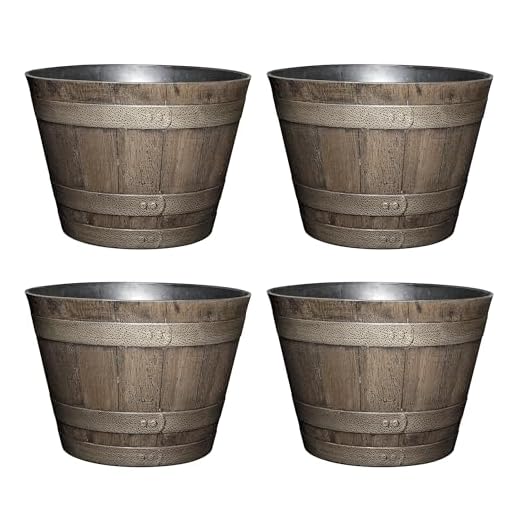 Best garden barrel design Classic Resin Whiskey Barrel Planter Set