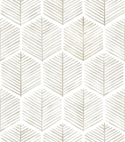 Image of MelunMer Geometric Peel and Stick Wallpaper Boho Beige White 17.3''x591''