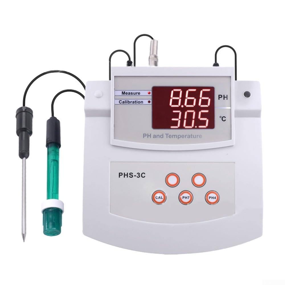 PHmetro de laboratorio de mesa, probador de acidez y alcalinidad PH de laboratorio, medidor de pH de mesa con calibración automática de la acidez 2 en 1, apto para ambiente, laboratorio y