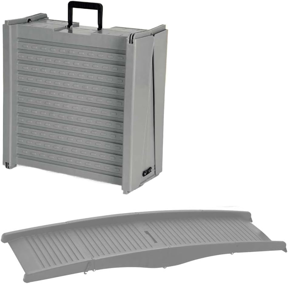 Folding Portable Pet Stair Ramp, Non-s-Lip Rug Surface Extra Wide Dog Steps, 59×15.8 Inch Dog SUV & Truck Ramp for Medium & Large Dogs Get Into A Car (Grey)
