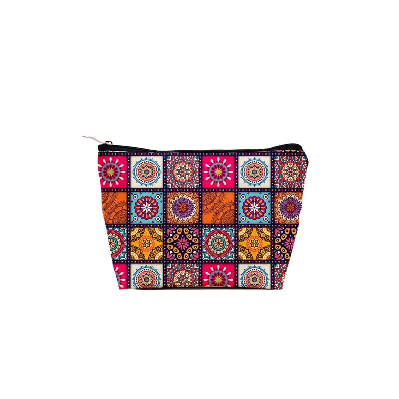 Image of TheYaYaCafe Letter Print Cosmetic Pouch for Women | Small Makeup Bag with Zipper | Travel Toiletry Organizer | Coin Purse Wallet | 8 cm Black