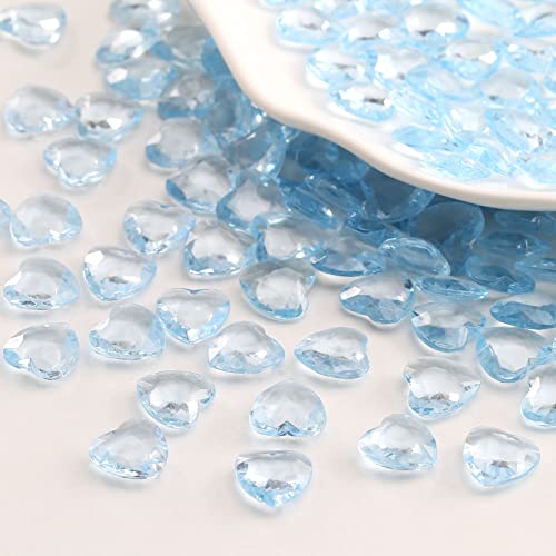 YIEUR Lot de 600 cœur bleu cristaux confettis décoratifs, 12mm Coeur Cristal diamant en plastique pour mariage table décoration(bleu -12mm)