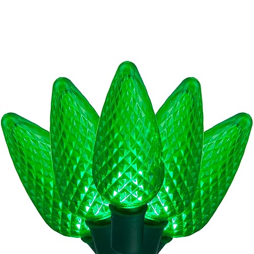 C9 LED Faceted Green Prelamped Light Set miniatura 2