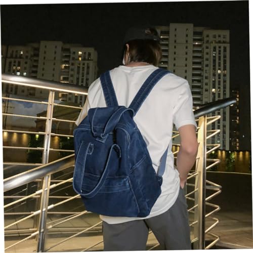 Didiseaon High Capacity Denim Backpack for Students Fashion Shoulder Bag for Men and Women Durable Lightweight with Breathable Straps Dark Blue4