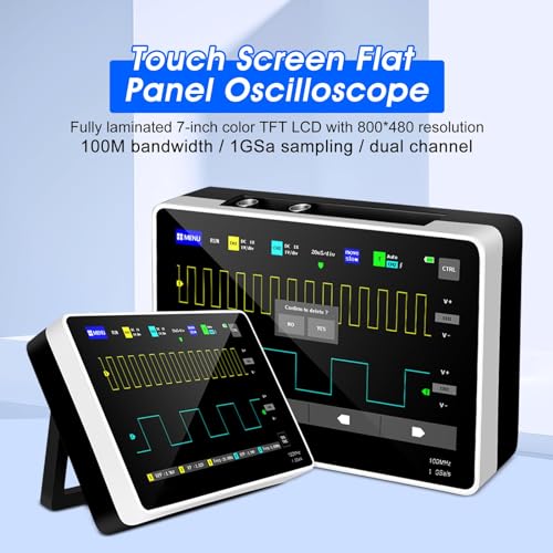 Digital Oszilloskope Handheld, AOPUTTRIVER T4-1013DE Digitales Oszilloskop 100 MHz Bandbreite mit 2 Kanälen, 1GSa Abtastrate, 7 großer Touchscreen, 1 GB Speicher