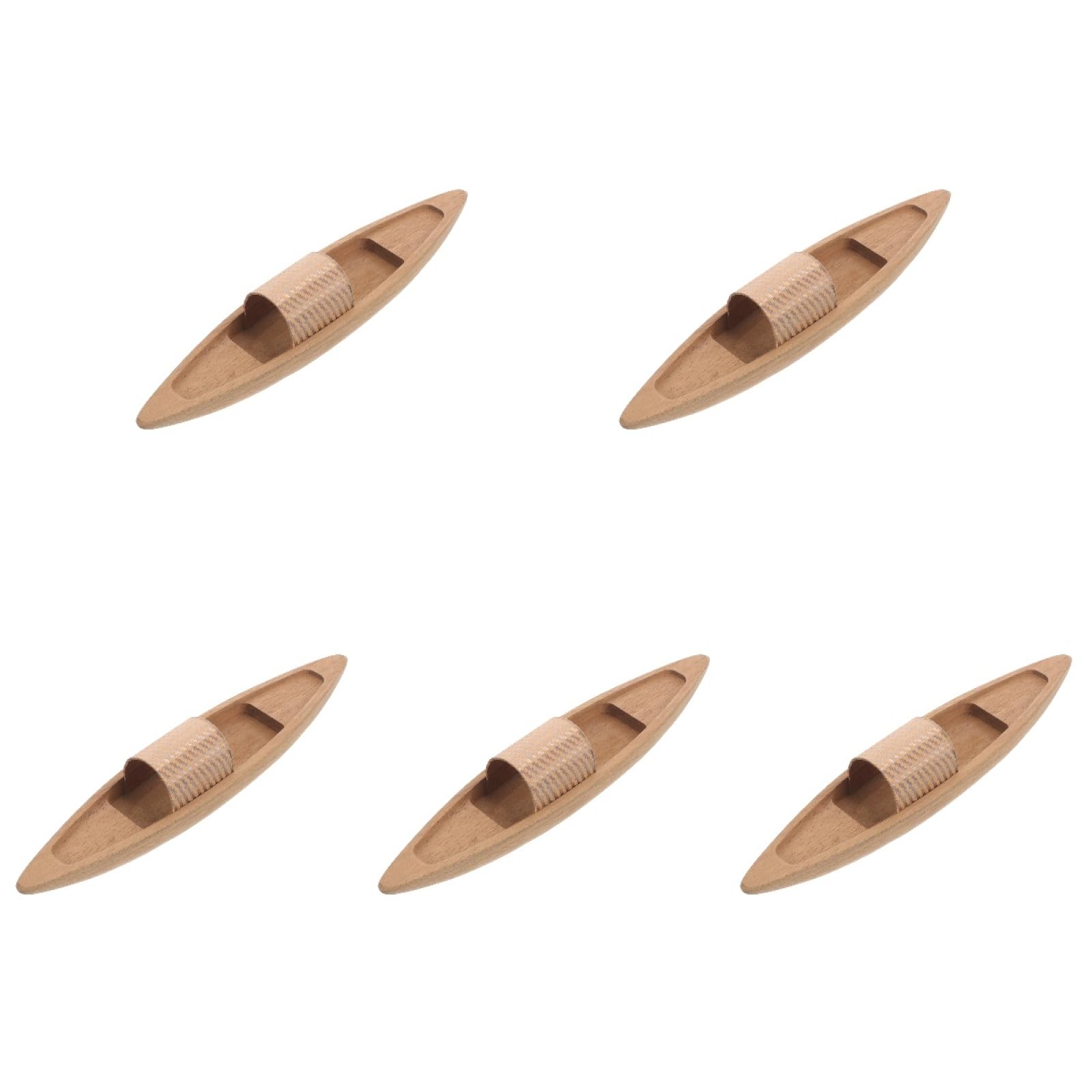 Amosfun 5-Pack Unfinished Wooden Canoe Models 25 cm – Ready-to-Paint Miniature Boat Kit for DIY Craft, Nautical Table & Pond Decor, Gift for Collectors