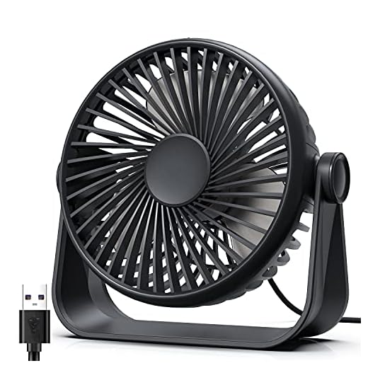 TriPole Small Desk Fan 3 Speeds Strong Airflow USB Fan 360°Rotation Mini Fan Portable Personal Fan, 5-inch Table Fan for Bedroom Office Home Outdoor Camping, 3.6ft Cable, Black