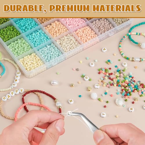 Image of SANNIDHI 3mm Seed Beads for Bracelet Making, 24 Color Small Beads for Craft, Girls DIY Jewelry Making Beads for Kids Activity with Spacer Bead, Pearls, Letters, Charms and Tools Kit | Easy Threading, Creative Projects, Craft Components, Spacer Beads, Pearls, Letters, Charms and Tools, Compact Storage