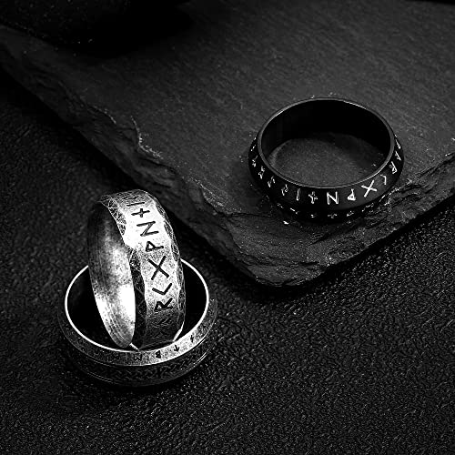 Dochais 3PCS Viking Rings for Men, Norse Viking Runes Mens Rings Stainless Steel Vintage Ring Celtic Runes Ring Nordic Ring Band Ring Jewelry Gift for Men Women Boys