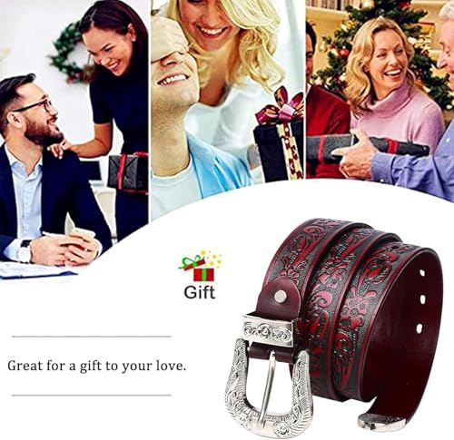 Unisex Extra Long Western Belt (105-150cm) - Engraved Embossed Full Grain Leather For Cowboy/Cowgirl Style4