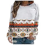 LpQsy Hemde Damen Gesmokte aztekisch Tshirts Oversize Tiefer Ausschnitt Herbst Geburtsta Hemder Damen Baumwolle Lose Warme Weite Ärmel Schöne Orange