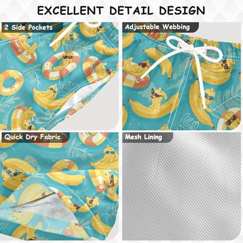 Boys Swim Trunks with Pockets and Quick Dry Fabric,Swimming Ring Banana Kids Swimwear Boy Swimsuit 3T3