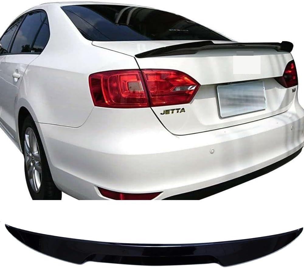 V Style Rear Trunk Duckbill Rear Spoiler Wing Compatible with Volkswagen VW Jetta Sedan 2011-2018 ABS Material 2021 2012 2013 2014 2015 2016 2017 (Glossy Black)