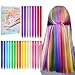 Kyerivs Colored Clip in Hair Extensions 20 inch Rainbow Heat-Resistant Straight Highlight Hairpieces Halloween Cosplay Dress Up Fashion Party Christmas Gift For Kids Girls 12 Color in 24 pcs