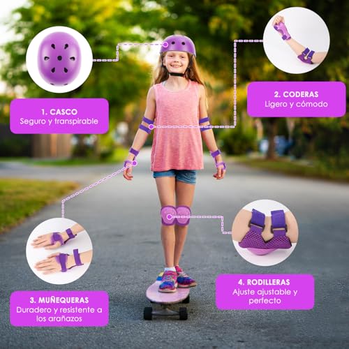 Protecciones patines niño casco bici rodilleras coderas monopatín 6