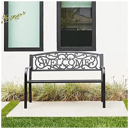 BELLEZE© 50"-inch Welcome Garden Decorative Patio Park Bench - Image 3