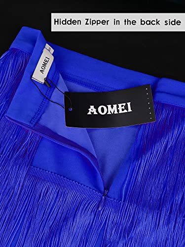 AOMEI Women's High Waist Fringe Tiered Bodycon Pencil Midi Skirt3