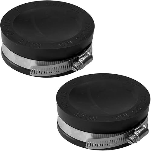 Fernco QC-103 - Tapón flexible de PVC de 3 pulgadas con abrazaderas de acero inoxidable, color negro