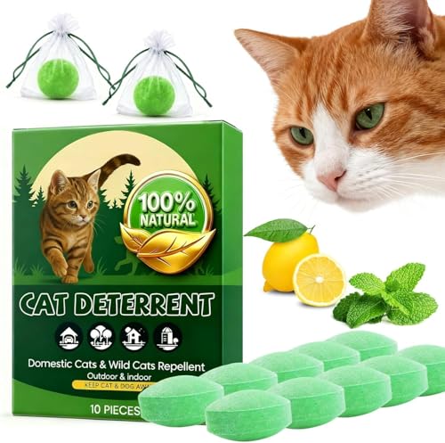 Cat Deterrent Outdoor Dog Deterrent (Pack of 4 (40 Balls)) Natural Peppermint Oil Cat Repellent Outdoor and Indoor Against Scratch and Chew Furniture Curtain Family Safe, Dog Repellent to Keep Feral Cats Dogs Out of Yard Garden