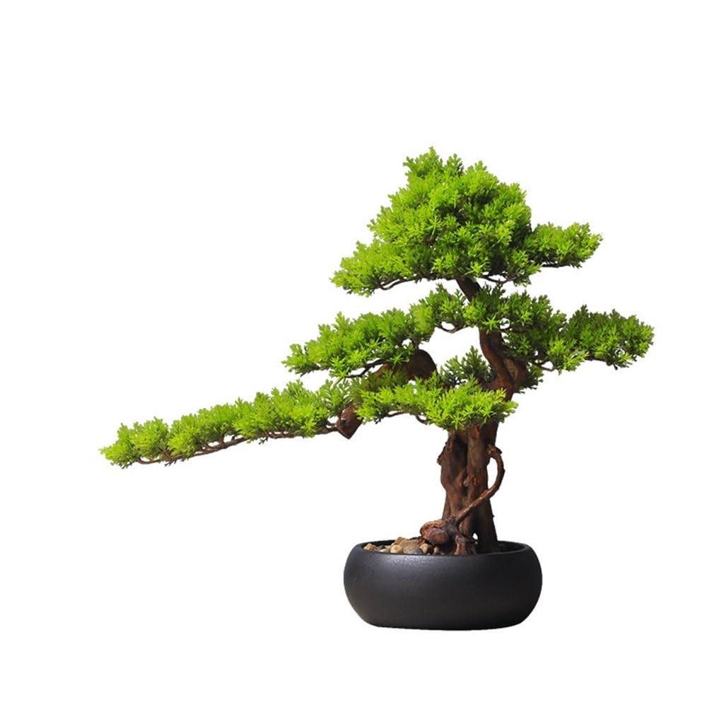 TEESONG Bonsai Tree Pot for Fake Tree Living Room Zen Ornaments Entrance Decorations Chinese Home Hotel Model Simulation Welcome Pine Bonsai Greenery Decor