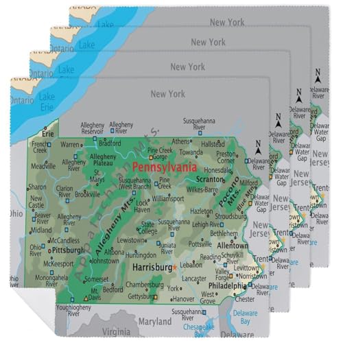 Servilletas de tela Puxufody con mapas de Pennsylvania miniatura 1