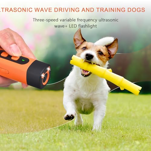 Efymosce Antibell Ultraschall Gerät, Ruhemeister Hund, Handgerät Anti Bell Gerät Hunde mit LED, Hundetrainings Antibell für Hunde für Meisten Hunde im Innen und Außenbereich (B)