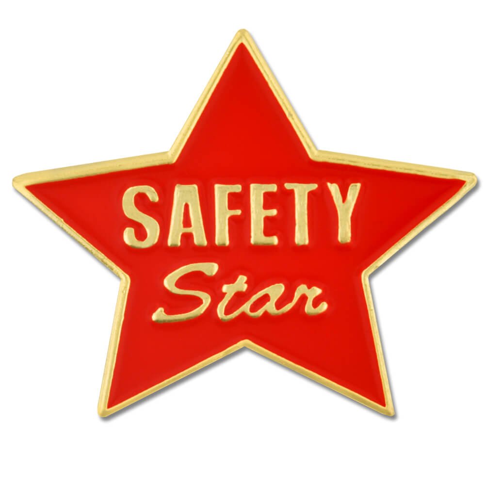 PinMartRed and Gold Safety Star Award Enamel Lapel Pin