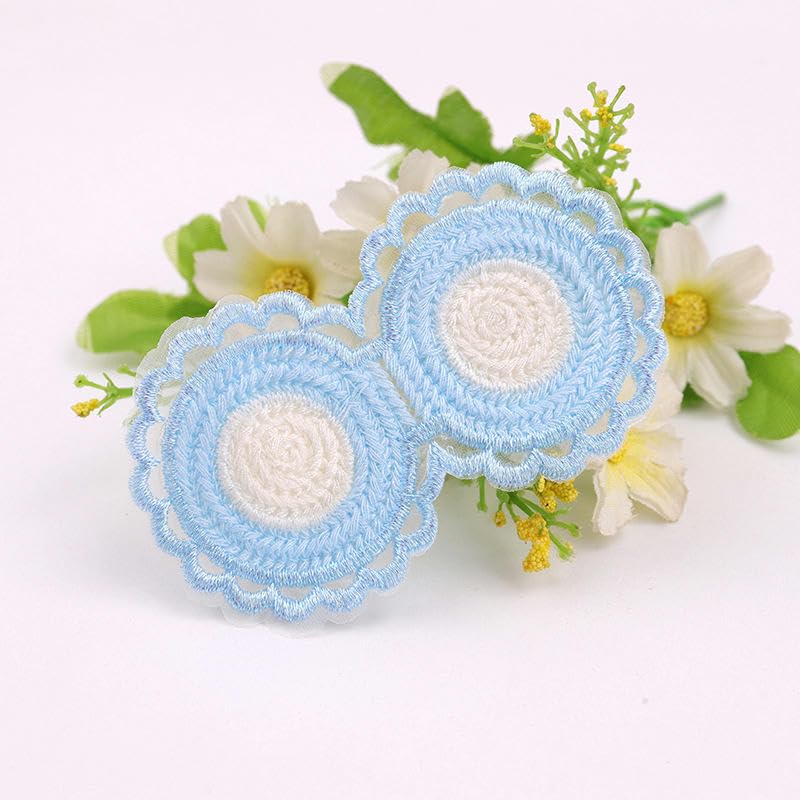 Naszywka haftowana 11 * 5 CM 20 SZTUK Haftowane Naszywki z Uszami, Aplikacje Żelazkowe, Chińskie Na Ubrania, Duże Do Szycia Kurtkę Jeansową(Light Blue)