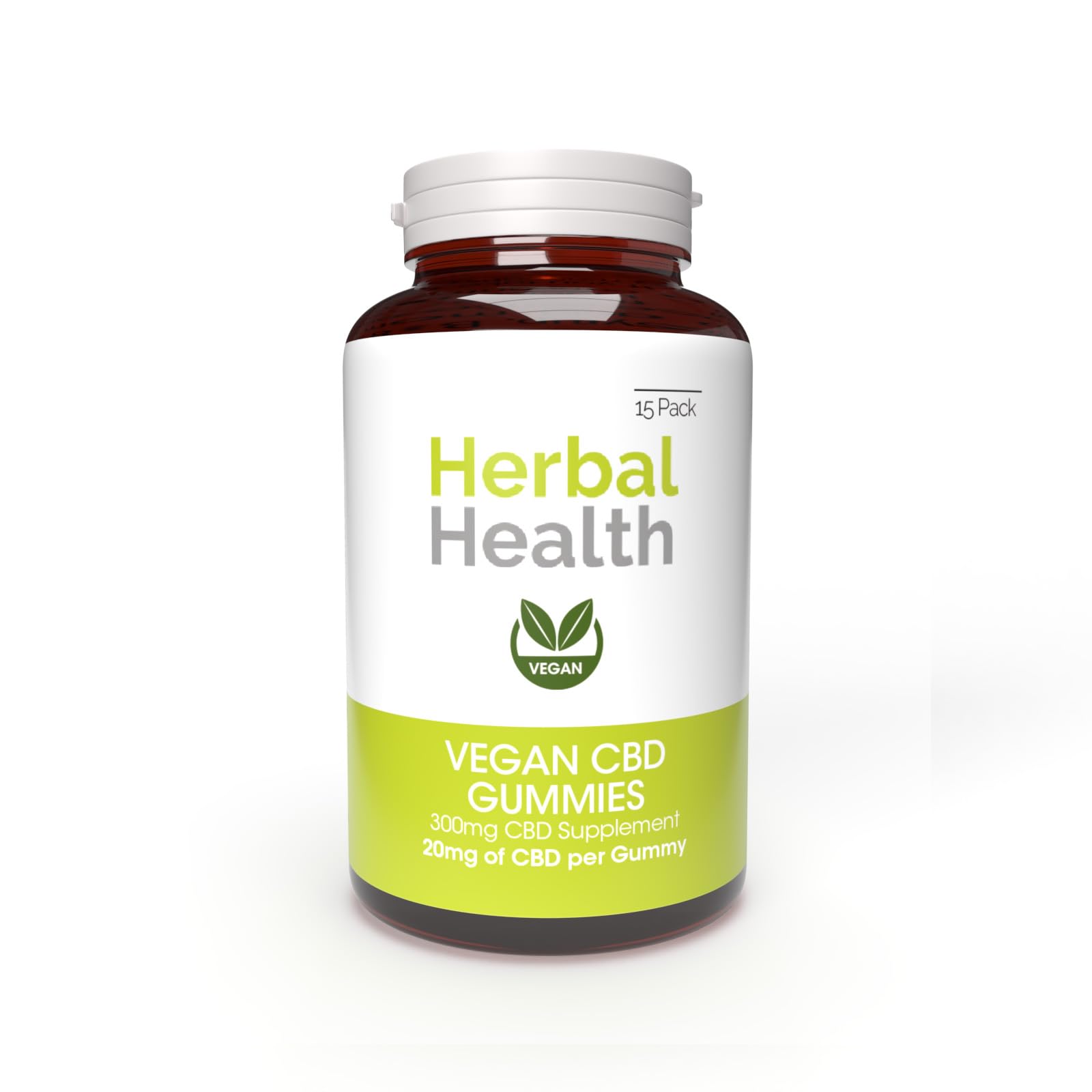 Herbal Health Vegan CBD Gummies 20mg 15 Pack - Mixed Fruit Flavour Broad Spectrum CBD Vegan Gummy Bears for Sleep & Anxiety Support, 300mg Total CBD