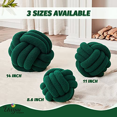 Image of Uvvyui Knot Pillow Ball, Soft Home Decorative Pillows, Round Throw Pillow, Handmade Knotted Plush Pillow, Round Boucle Pillow Cushion (14 Inches Dark Green)