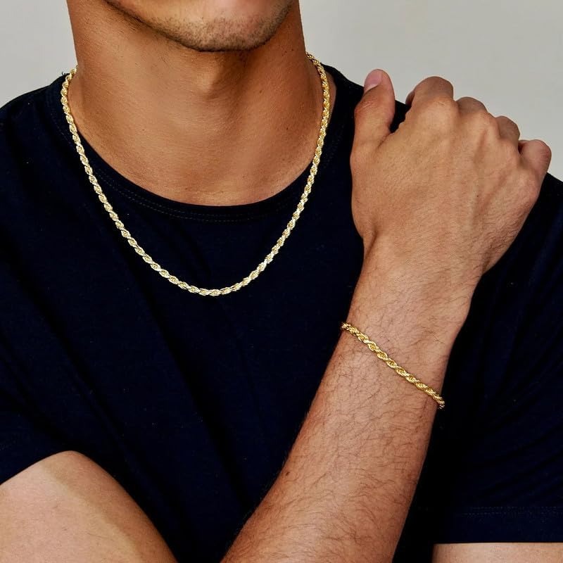 Miniatura 6 de Waitsoul SparklingRopeBox Bracelet for Women Men 2mm 2.5mm 3mm 5mm Diamond-Cut SilverGold SparklingBoxRope Chain Bracelet for Gril 6.577.588.59 Inch