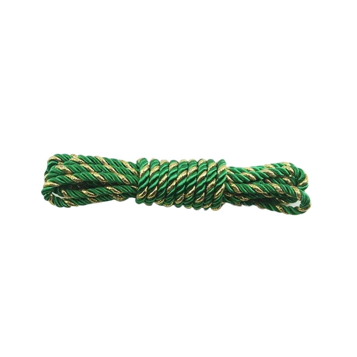 Macrame Rope Twisted String,Diameter:5mm Cord DIY Bracelet Wax Thread Length:5m(Metallic Green)