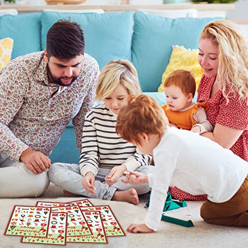 VENTDOUCE Bingo Noël pour Jeux Fête Noël en Grand Groupe pour Enfants 24 Joueu Cartes Bingo Noël pour L'école Salle Classe Famille Faveurs Fournitures Fête Noël – Image 7