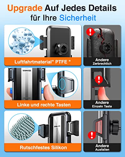 VANMASS Militärklasse Handyhalterung für Auto-Dashboard mit telescopischem Arm 8-18 cm
