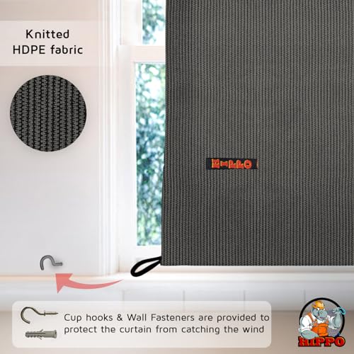 Image of HIPPO HDPE 230 GSM Outdoor Loop Curtain (Cool-Grey, 3 Feet X 9 Feet, Pack of 2)