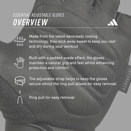 Adidas Essential Training & Weightlifting Gloves, Fingerless Workout Gloves - Image 4