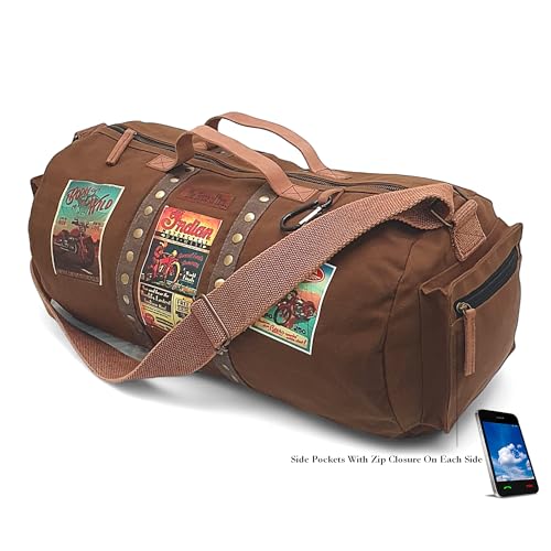 Image of The House of Tara Canvas Travel Duffle Bag 25 litres | Sports Duffel | for Men and Women | Adjustable Broad Strap | Gym Bag | Airline Carry On Luggage | Quick Access Pockets | Khaki